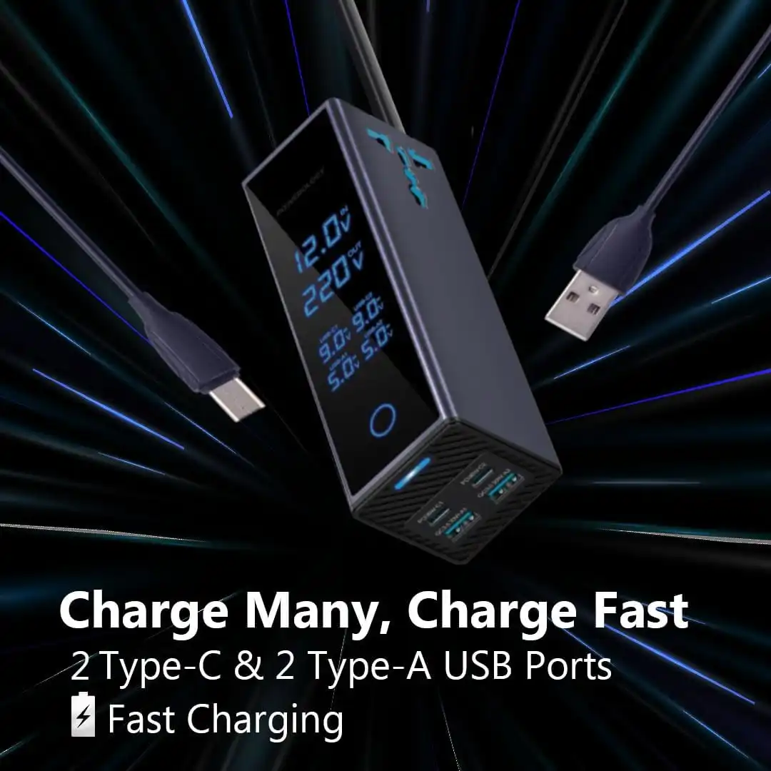 اینورتر فندکی USB و تایپسی 300 وات پاورولوژی مدل PWCUQC044
