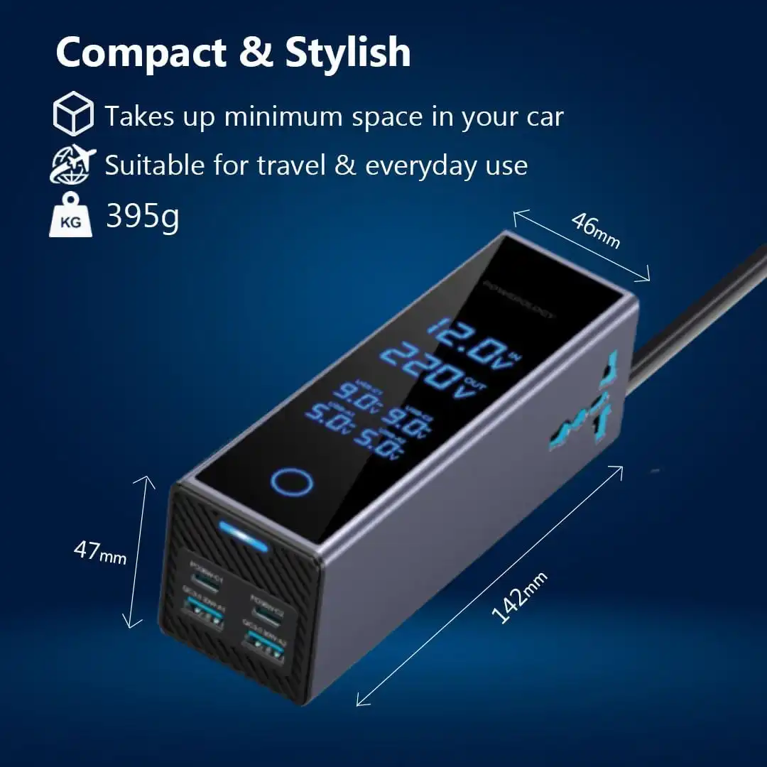 اینورتر فندکی USB و تایپسی 300 وات پاورولوژی مدل PWCUQC044