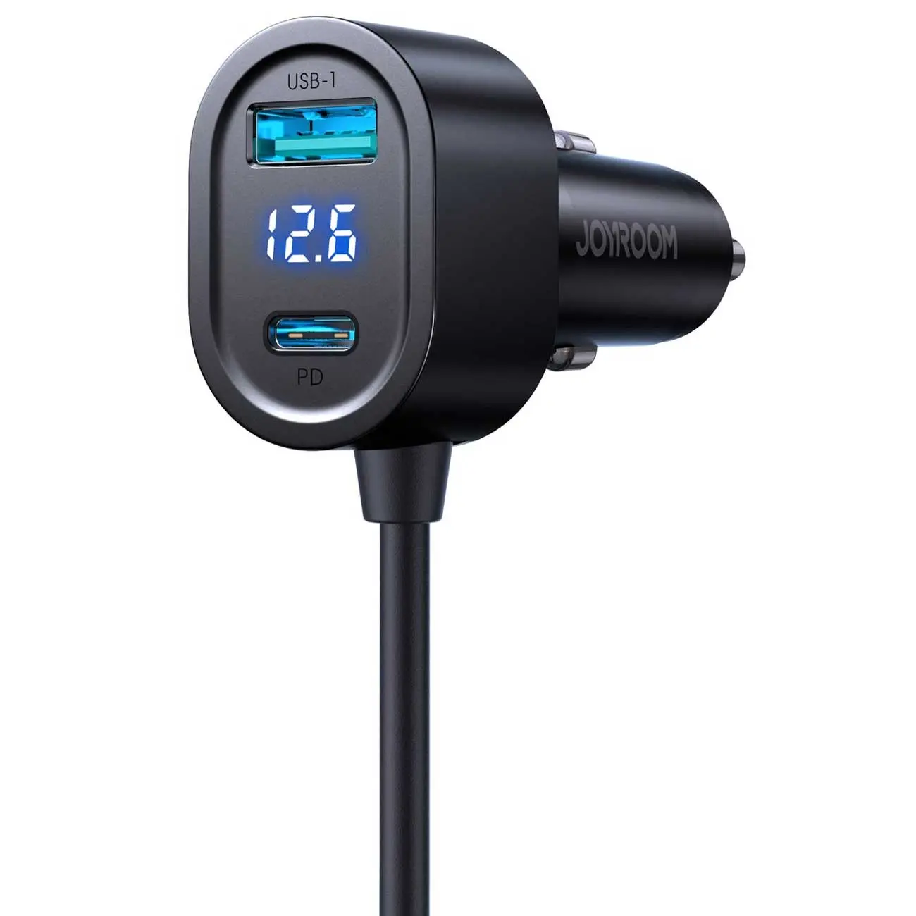 شارژر فندکی فست شارژ ماشین 179 وات تایپ‌سی و یو‌اس‌بی جویروم JR-CCL01