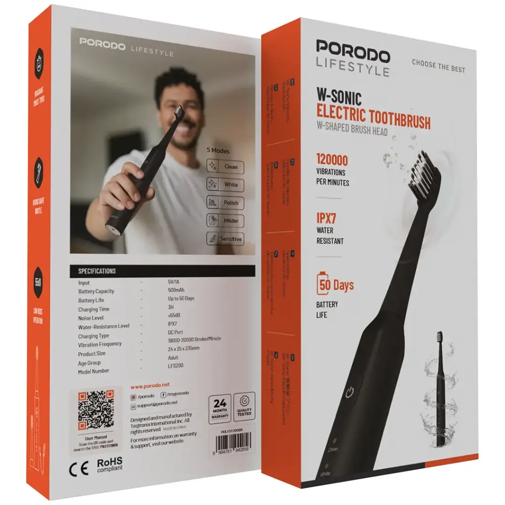 مسواک برقی پرودو مدل PORODO W‑Sonic PDLFST200 با 5 حالت شستشو