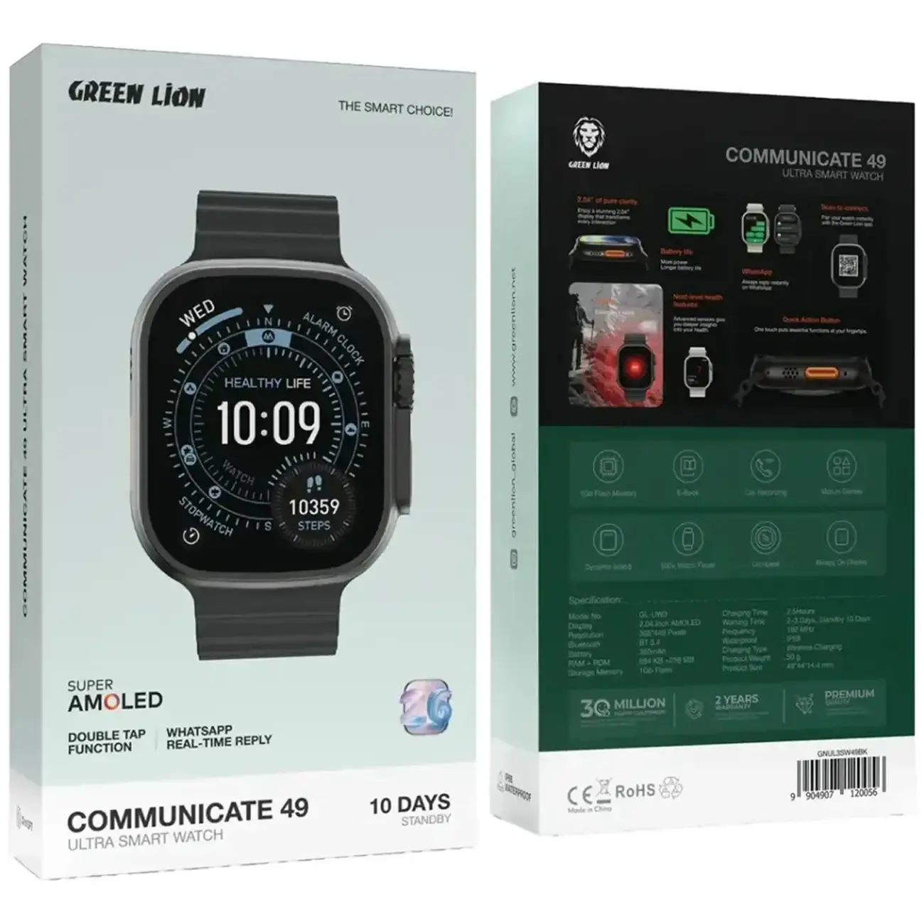 ساعت هوشمند سایز 49 میلی‌متری گرین لاین مدل Green Lion GL-UW3