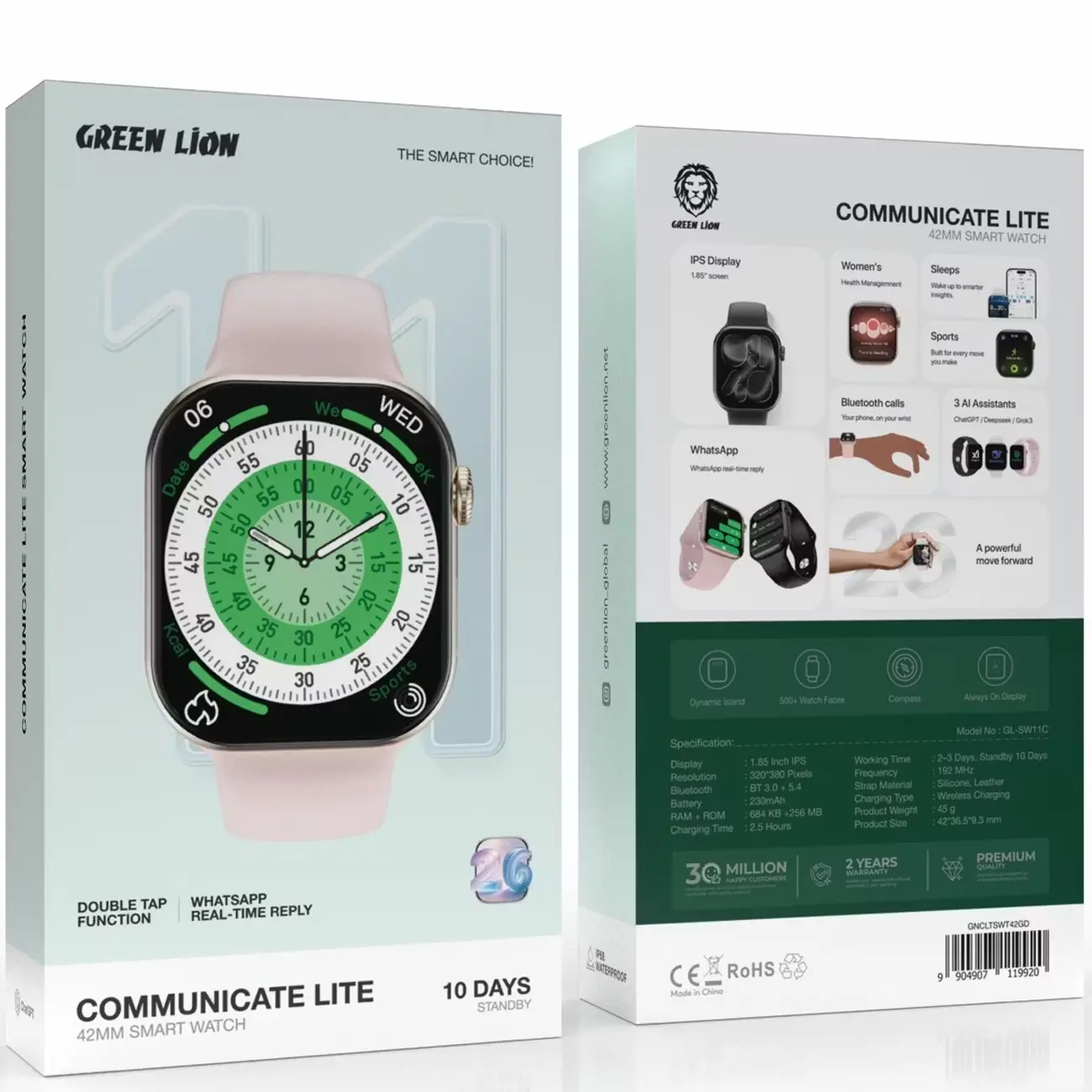 ساعت هوشمند گرین لاین مدل Green Lion GL-SW11C سایز 42 میلی‌متر