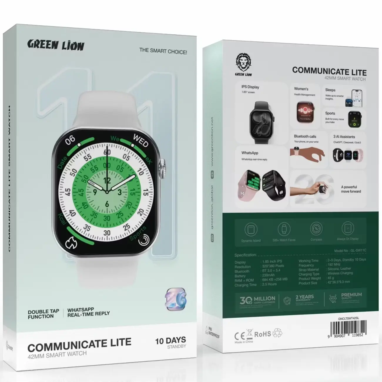 ساعت هوشمند گرین لاین مدل Green Lion GL-SW11C سایز 42 میلی‌متر