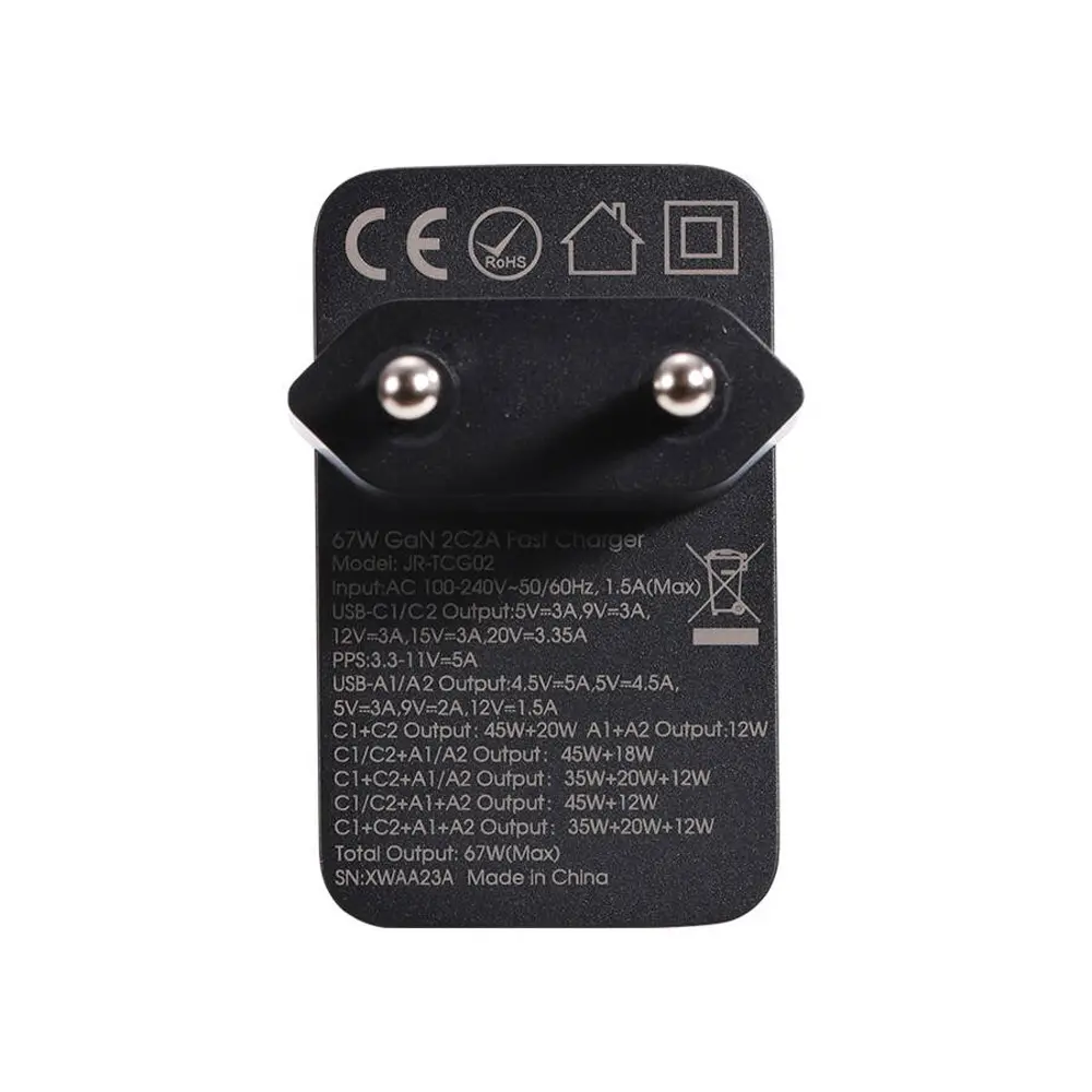 شارژر دیواری تایپ سی و یو اس بی 67 وات با کابل دو سر تایپسی جویروم JOYROOM JR-TCG02