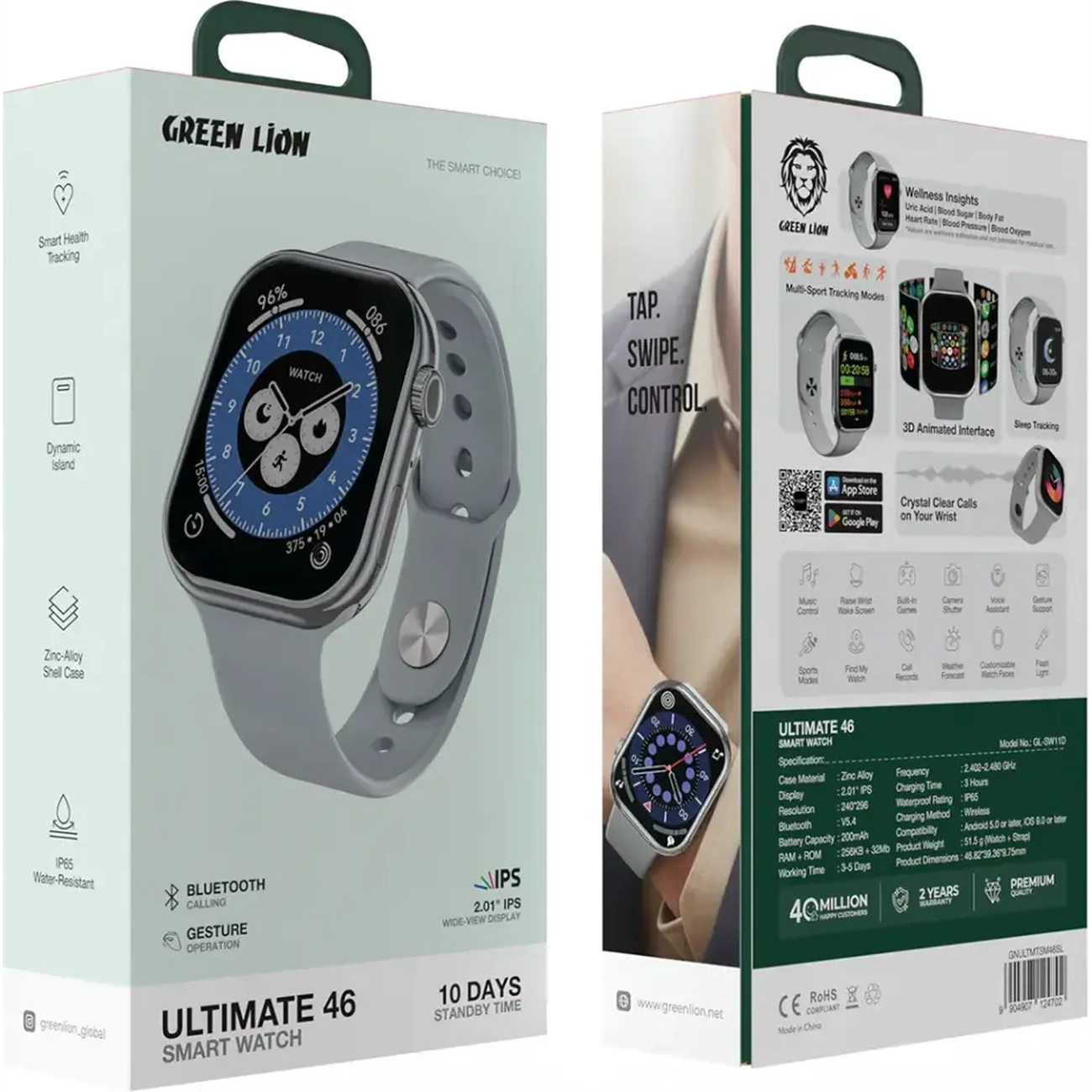 ساعت هوشمند گرین لاین مدل Green Lion Ultimate GL-SW11D سایز ۴6 میلیمتری با قابلیت کنترل با اشاره