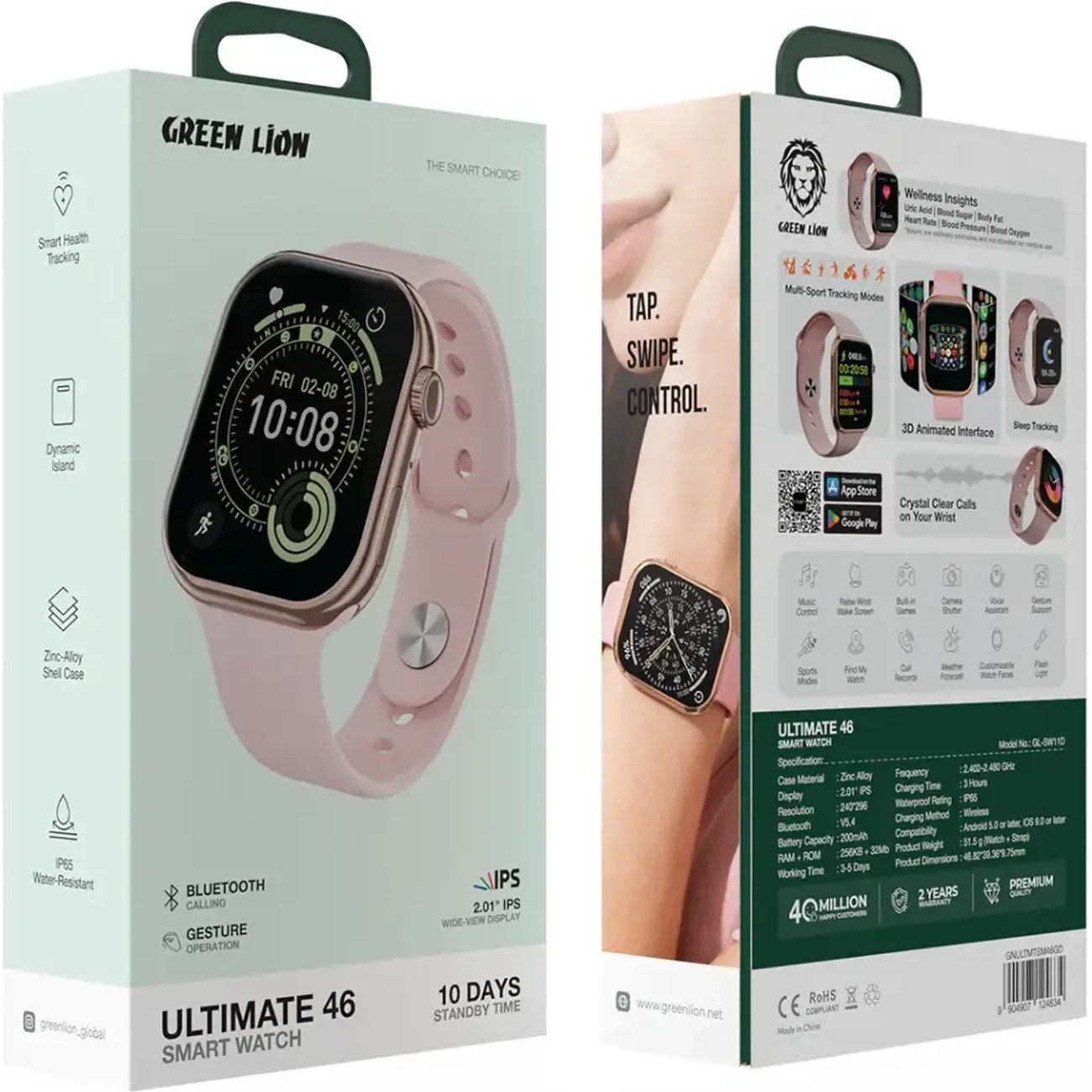 ساعت هوشمند گرین لاین مدل Green Lion Ultimate GL-SW11D سایز ۴6 میلیمتری با قابلیت کنترل با اشاره