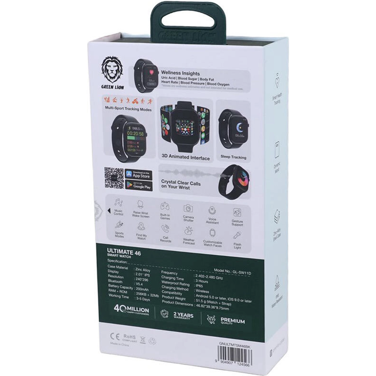 ساعت هوشمند گرین لاین مدل Green Lion Ultimate GL-SW11D سایز ۴6 میلیمتری با قابلیت کنترل با اشاره