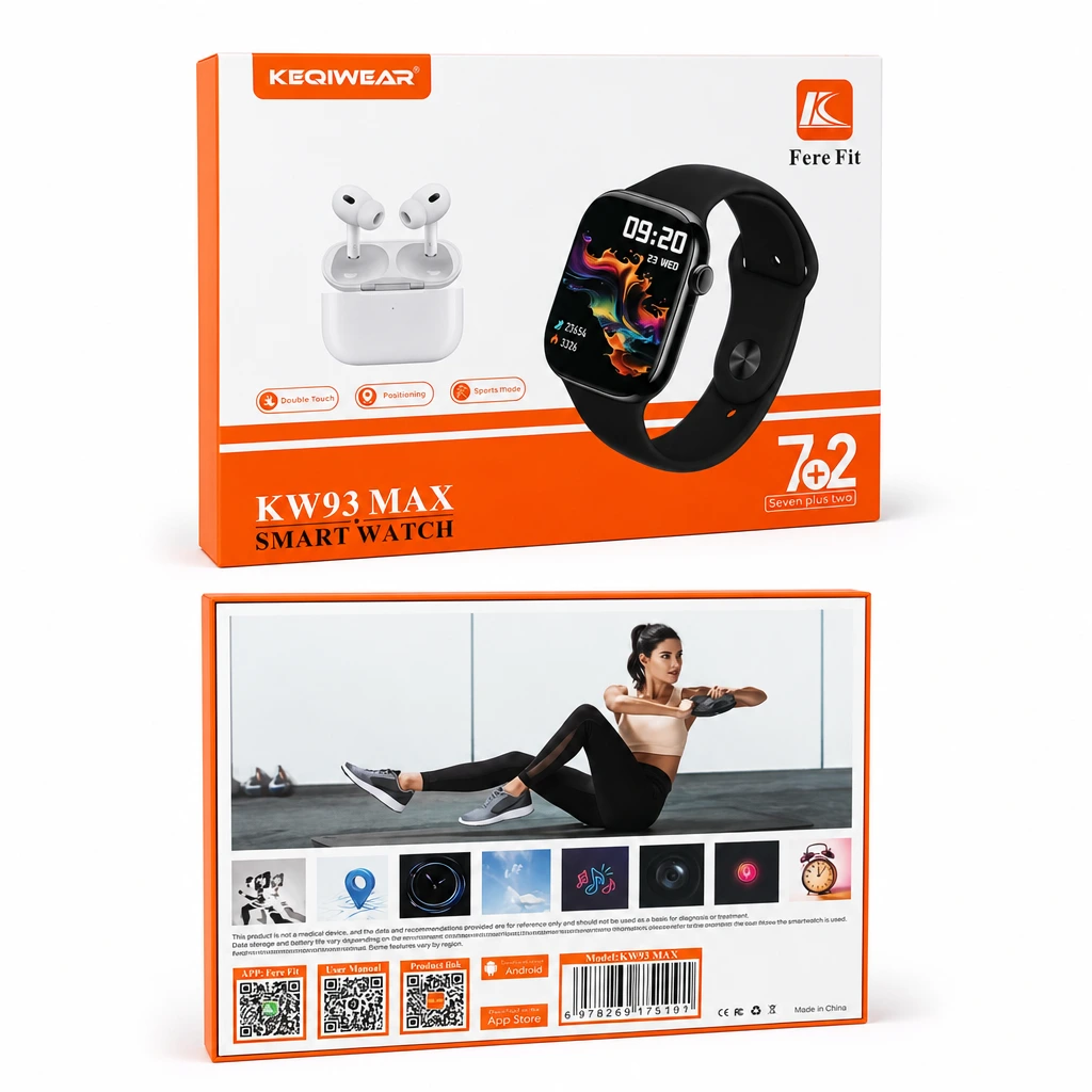 پک ساعت هوشمند و ایرپاد کیکویر KW93 MAX با 7بند