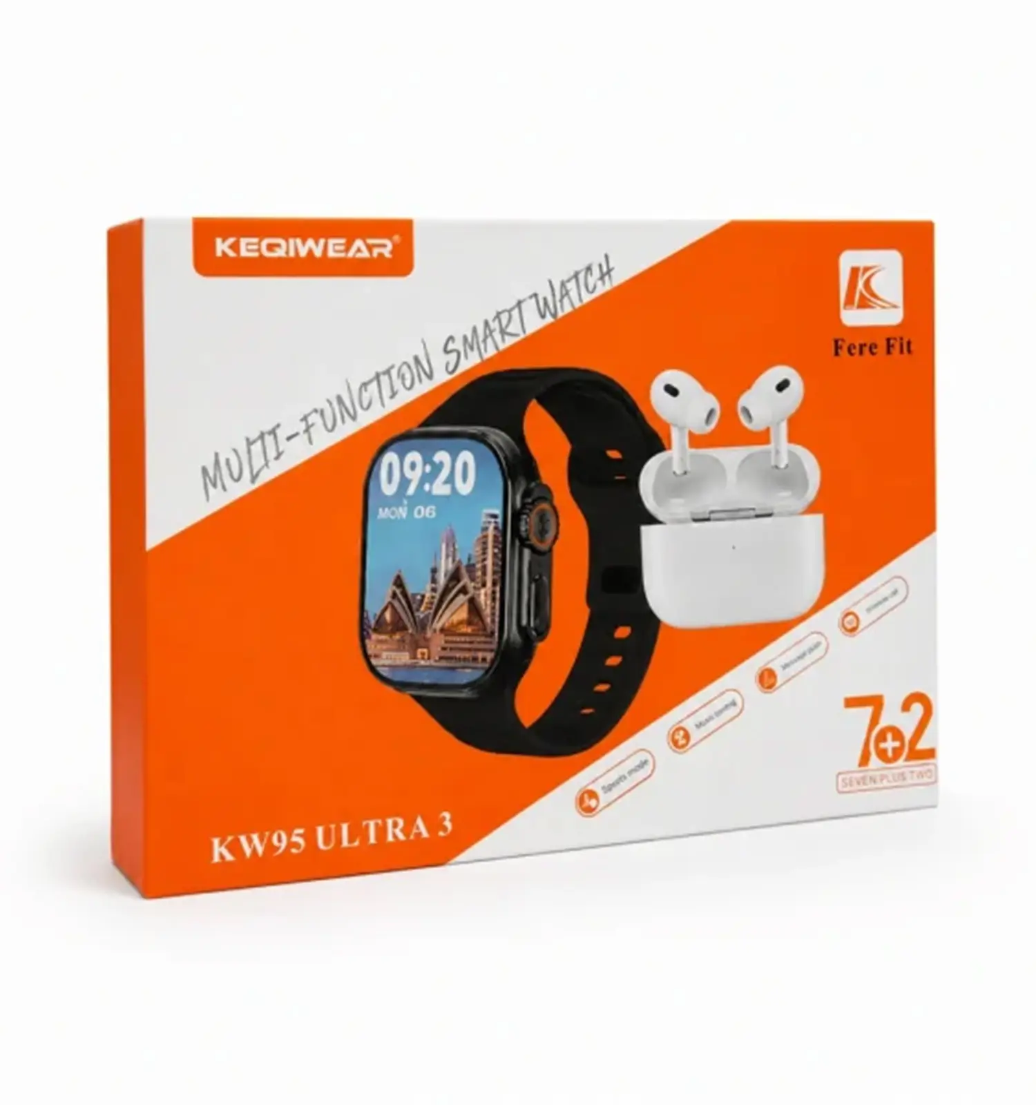 پک ساعت هوشمند و ایرپاد کیکویر KW95 Ultra3 اولترا با 7بند