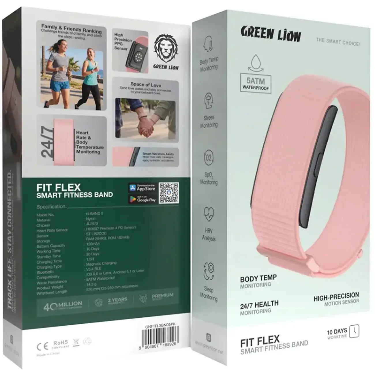 مچ‌ بند هوشمند گرین لاین مدل Fit Flex با بند نایلونی ضد آب و اپلیکیشن ردیاب تناسب اندام