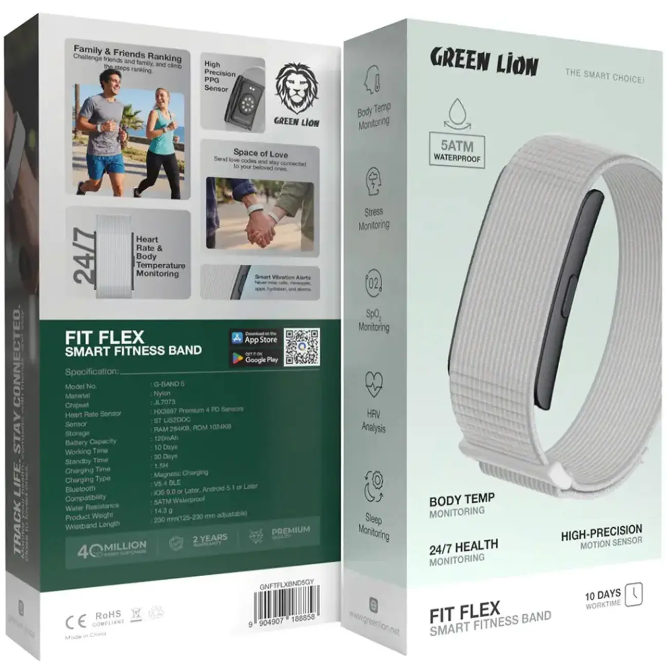 مچ‌ بند هوشمند گرین لاین مدل Fit Flex با بند نایلونی ضد آب و اپلیکیشن ردیاب تناسب اندام