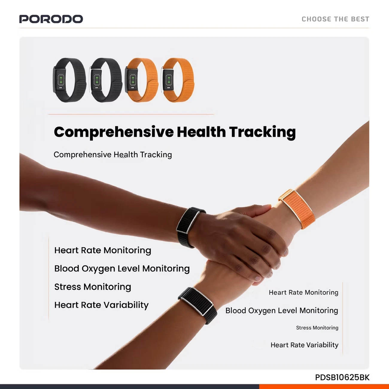 مچ‌ بند هوشمند پرودو مدل TrackFit PDSB10625 با اپلیکیشن و ردیاب تناسب اندام