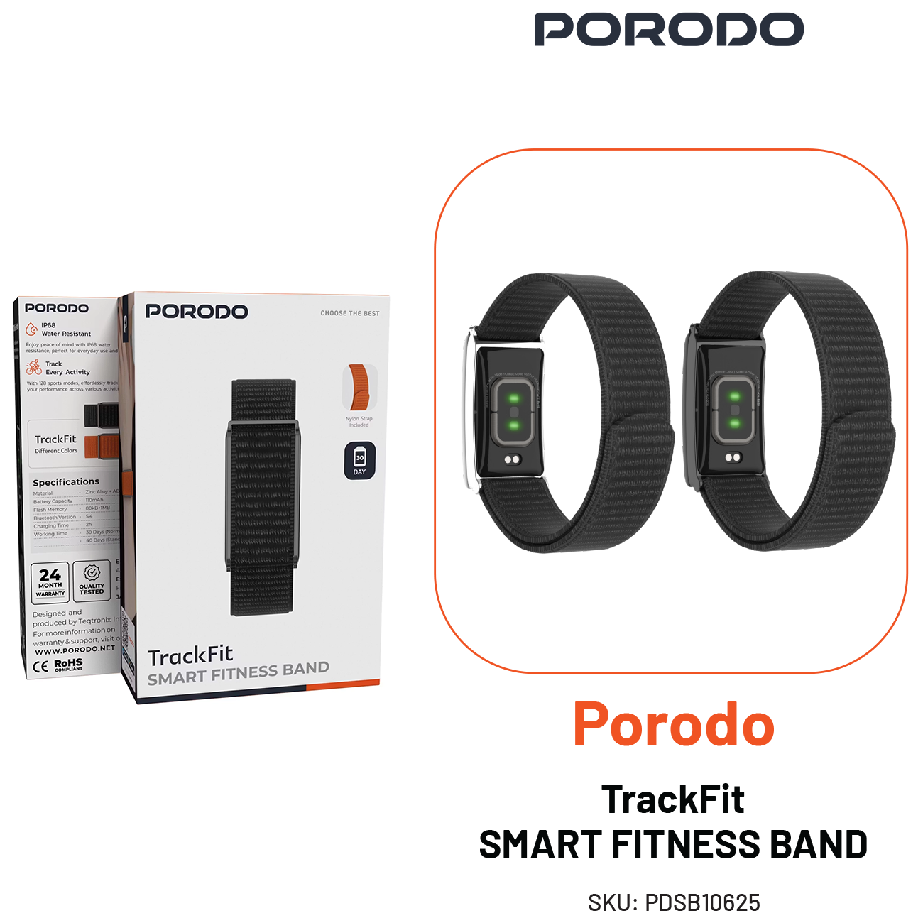 مچ‌ بند هوشمند پرودو مدل TrackFit PDSB10625 با اپلیکیشن و ردیاب تناسب اندام