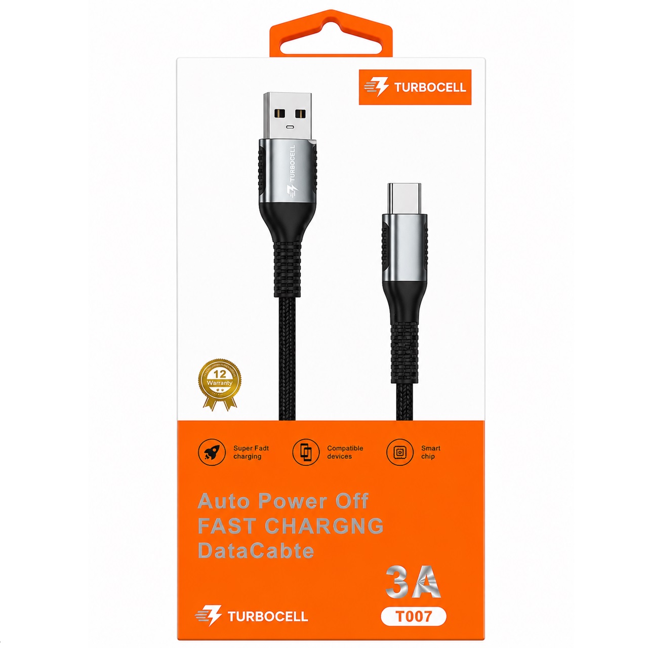 کابل توربوسل USB به Type-C مدل Turbocell T007 شارژ سریع و انتقال اطلاعات