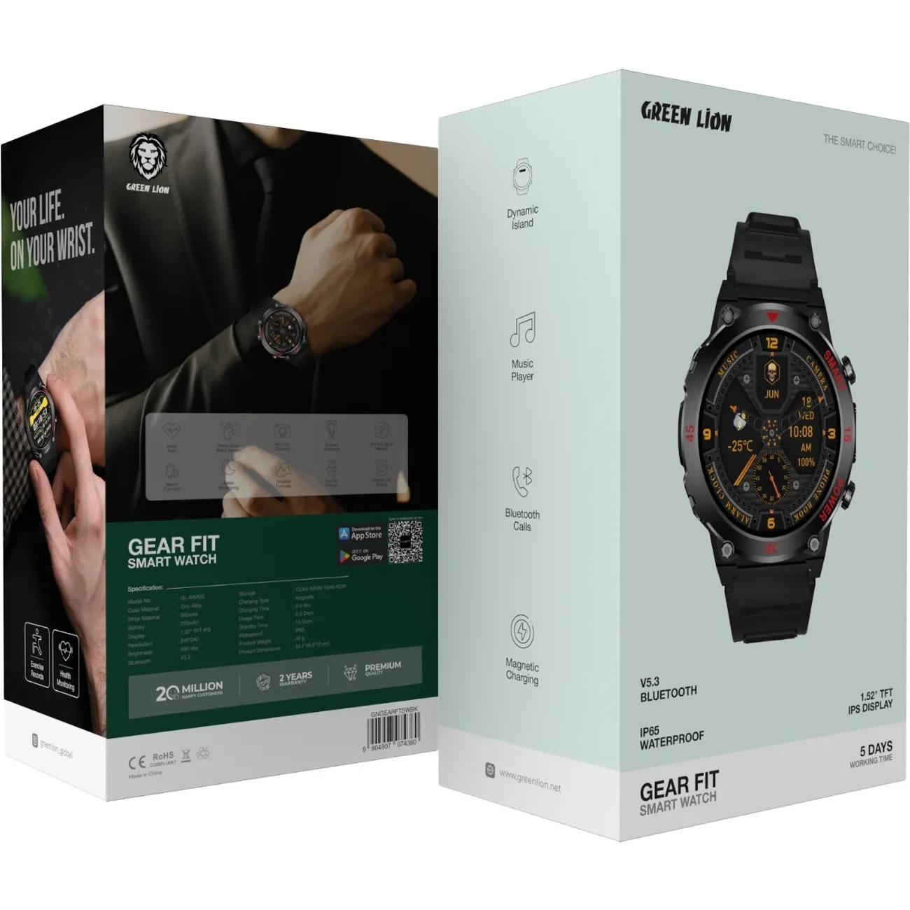 Green Lion Gear Fit Smartwatch GL-SWA52 GNGEARFTSWBK ساعت هوشمند گرین لاین مدل