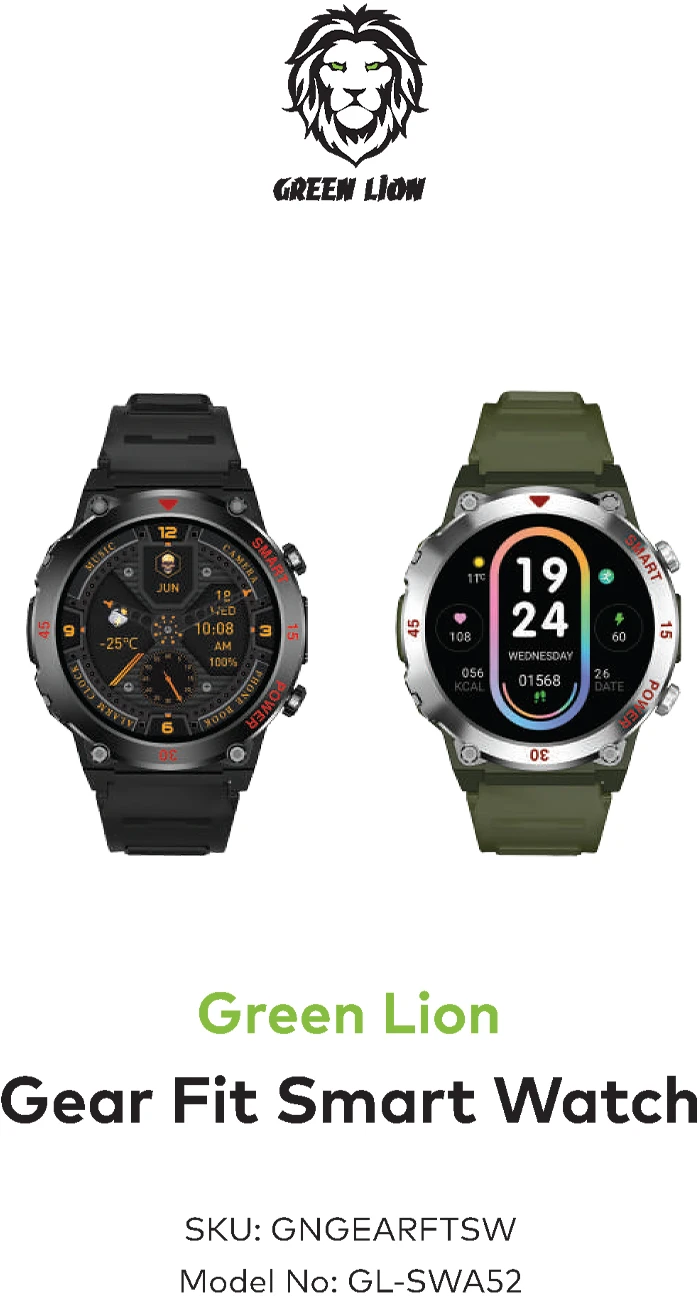 Green Lion Gear Fit Smartwatch GL-SWA52 GNGEARFTSWBK ساعت هوشمند گرین لاین مدل
