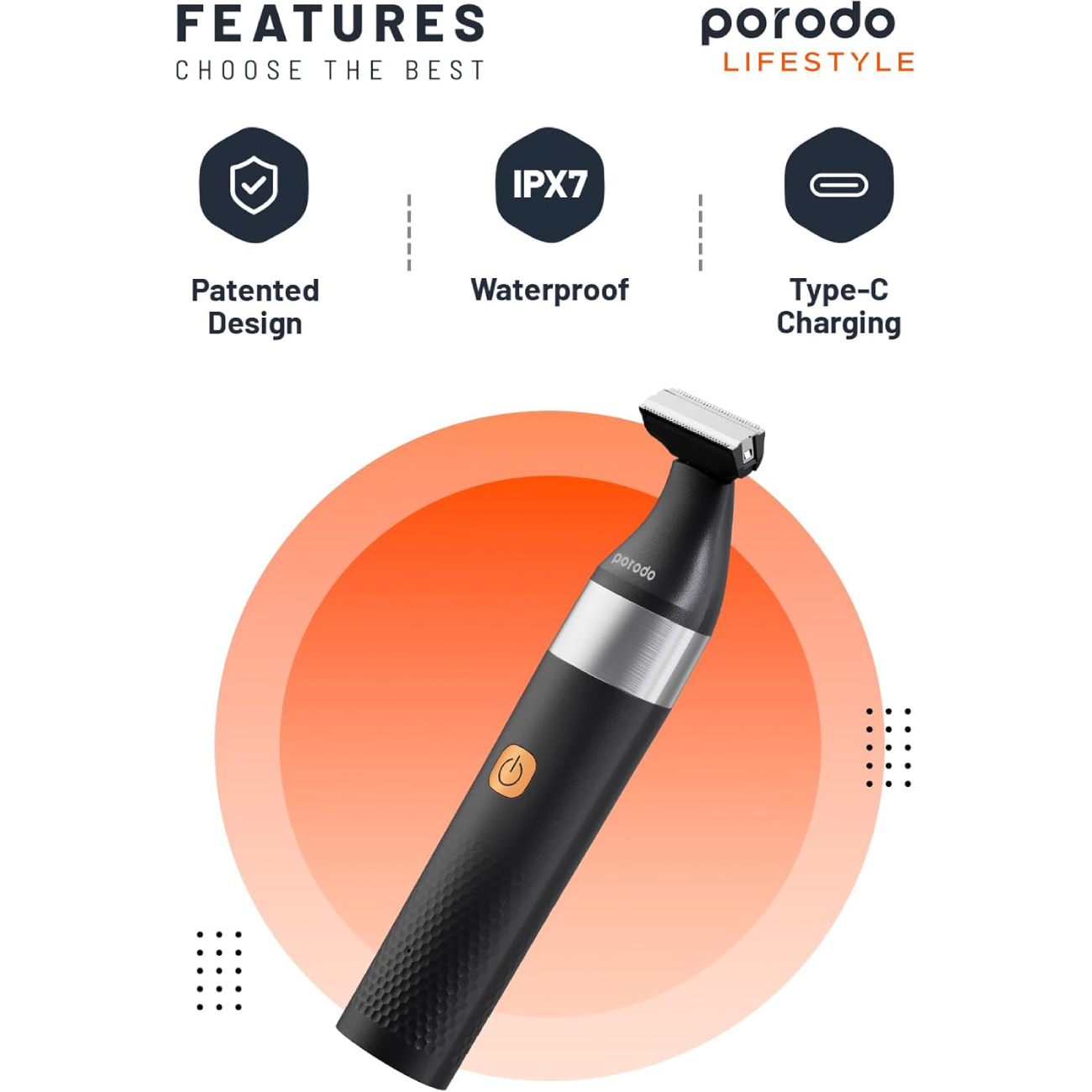 ماشین ریش تراش دو تیغه شارژی پرودو Porodo Dual Blade Beard Trimmer PDLSROBTBK
