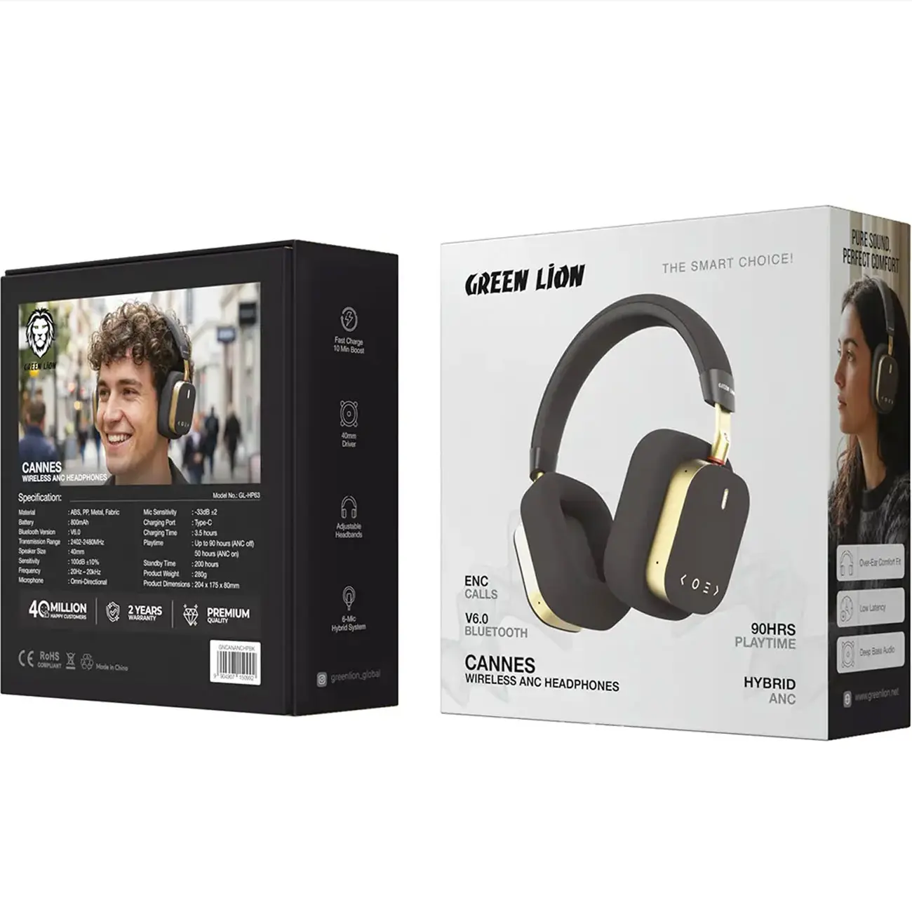 هدفون بلوتوثی گرین لاین مدل Green Lion CANNES GL-HP63 با حذف نویز ANC